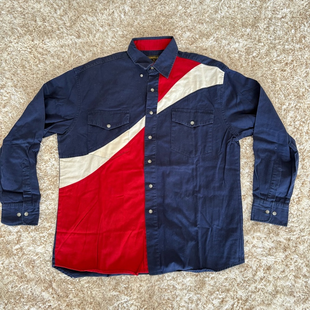 VINTAGE Wrangler Shirt L Striped Color Western Button Up Mens